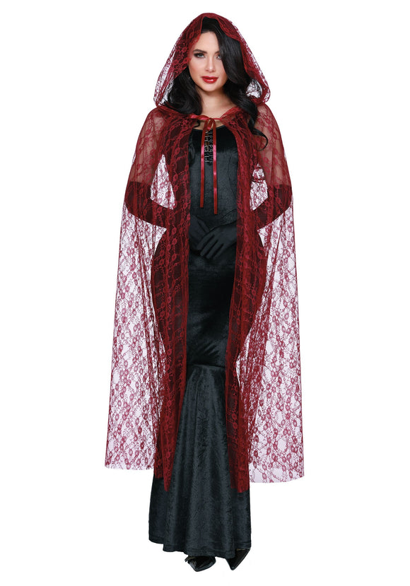 Bewitching Beauty Women's Red Lace Cape