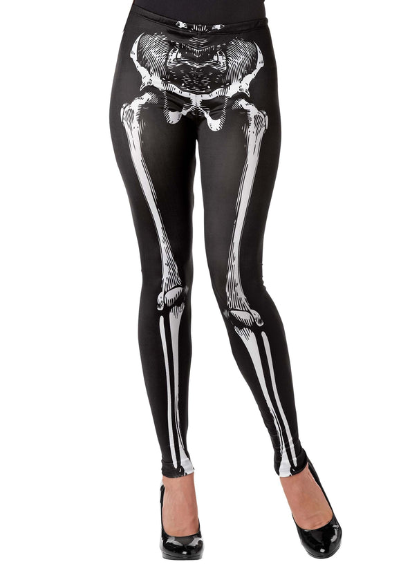 Women's Black Skeleton Legs Leggings