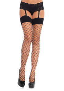 Black Spandex Fence Net Thigh High Womens Tights