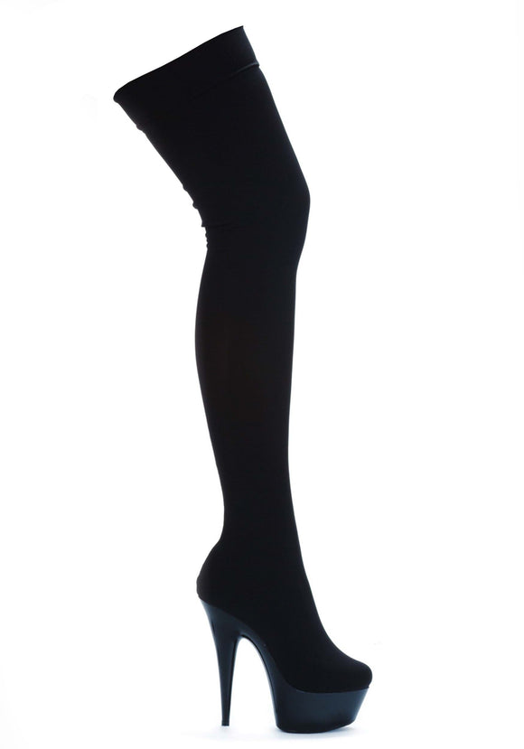 Black Stretch Lycra Women's Thigh High Boots