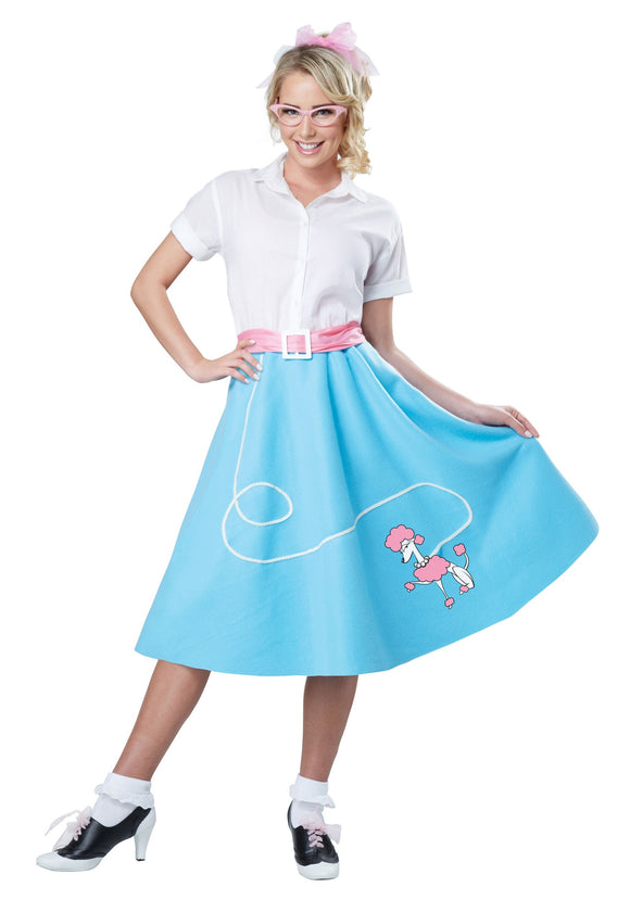 Blue 50's Poodle Skirt for Women Costume