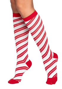 Candy Cane Womens Knee High Socks