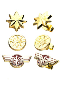 Captain Marvel Stud Earring Set