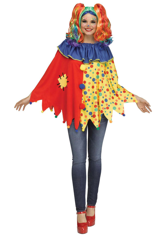 Colorful Clown Womens Poncho