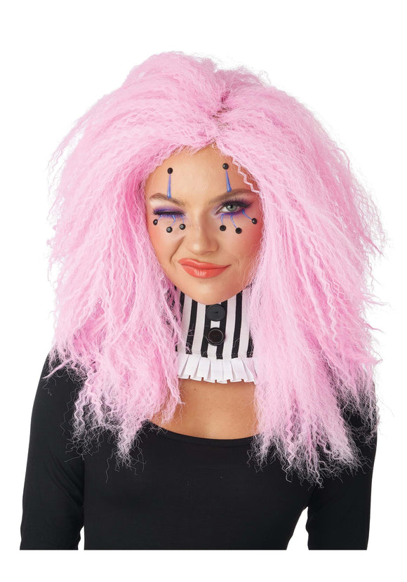 Crimped 'N Kooky Pink Women's Wig