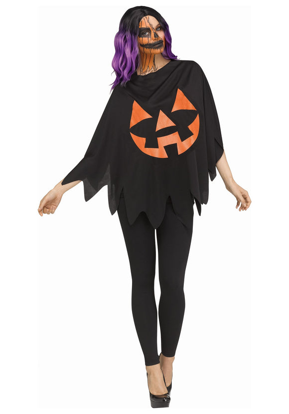 Women's Dark Jack O'Lantern Costume Poncho