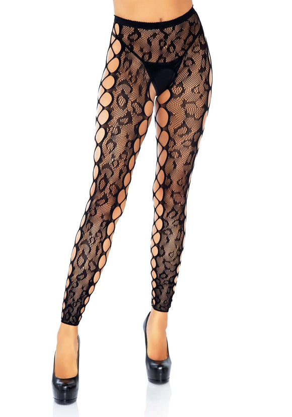 Footless Leopard Lace Womens Tights