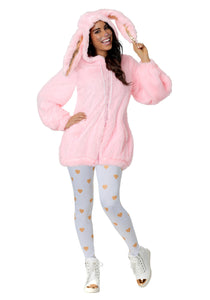 Fuzzy Pink Bunny Costume for Women