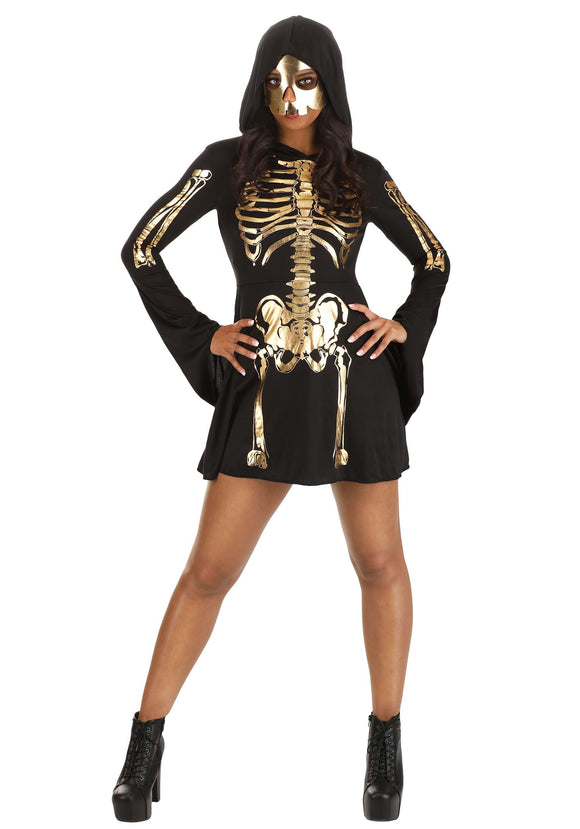 Gilded Skeleton Dress Costume for Women