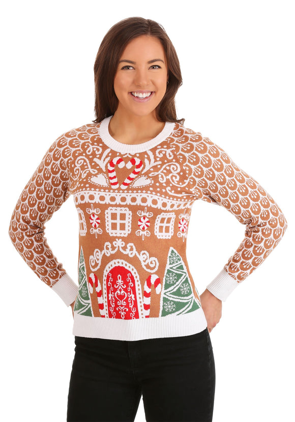 Gingerbread House Ugly Christmas Sweater for Women