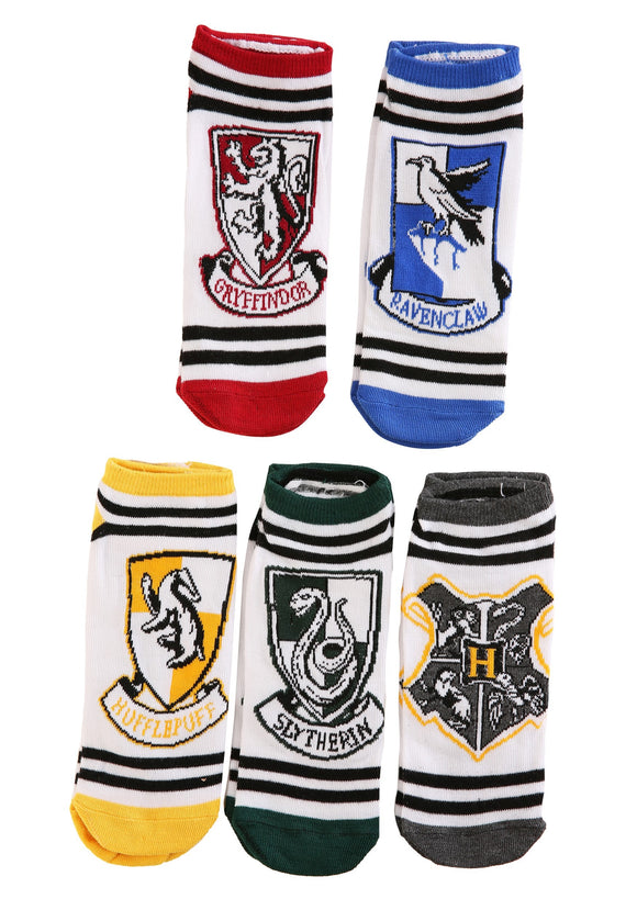 Womens Hogwarts Houses 5-Pair Lowcut White Socks