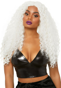 Long Women's Curly White Wig