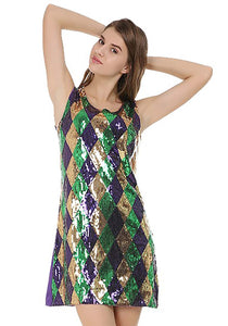 Women's Mardi Gras Sequin Costume Dress