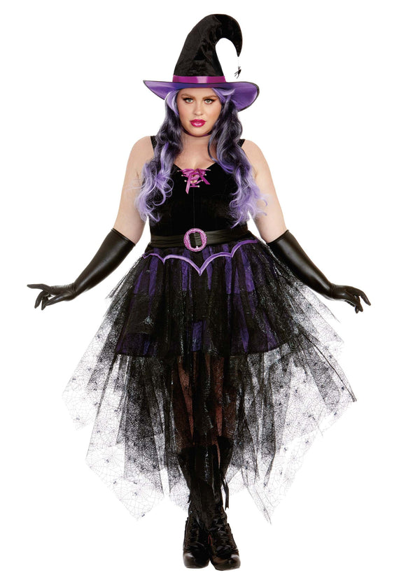 Women's Plus Size Sexy Purple Witch Costume