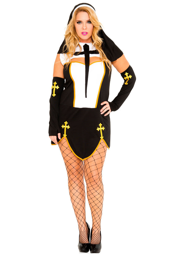 Women's Plus Size Bad Habit Nun Costume 1X/2X 3X/4X