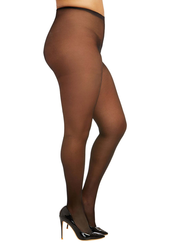 Plus Size Black Open Crotch Pantyhose for Adults