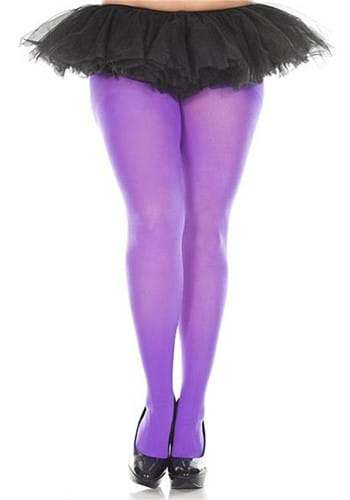 Plus Size Solid Purple Women's Tights