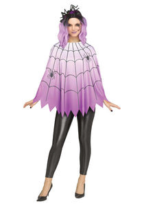 Purple Ombre Spider Web Poncho for Women