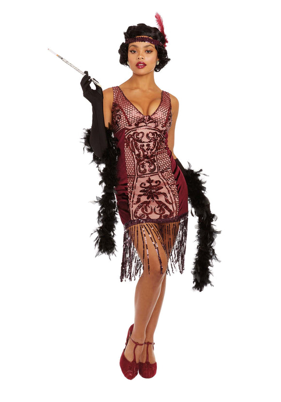 Women's Adult Red Va-Va Voom Flapper Costume