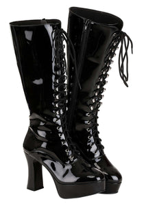 Adult Sexy Black Faux Leather Knee High Boots