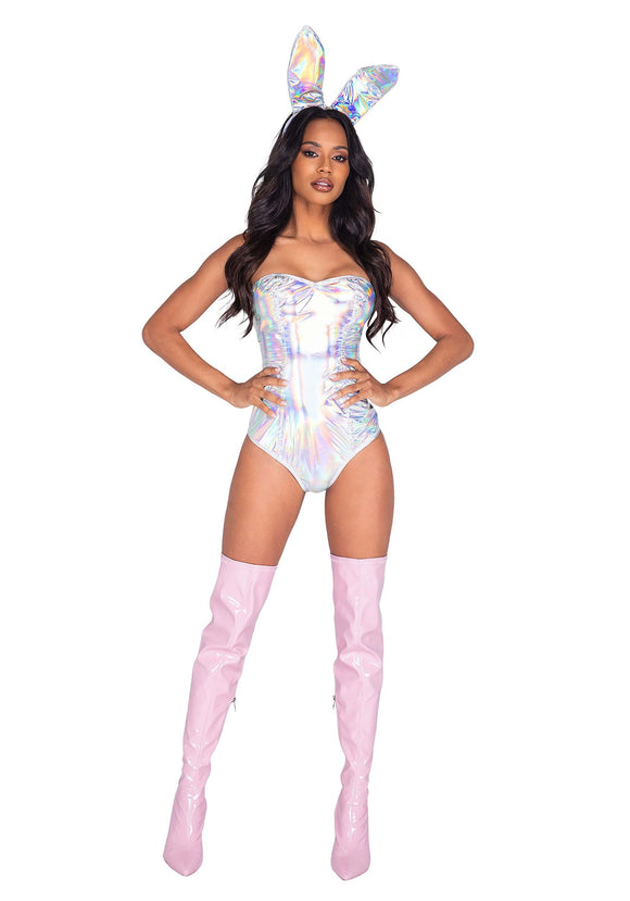 Sexy Holographic Bunny Women's Costume