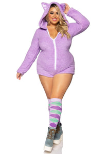 Women's Plus Size Sexy Purple Cuddle Cat Costume