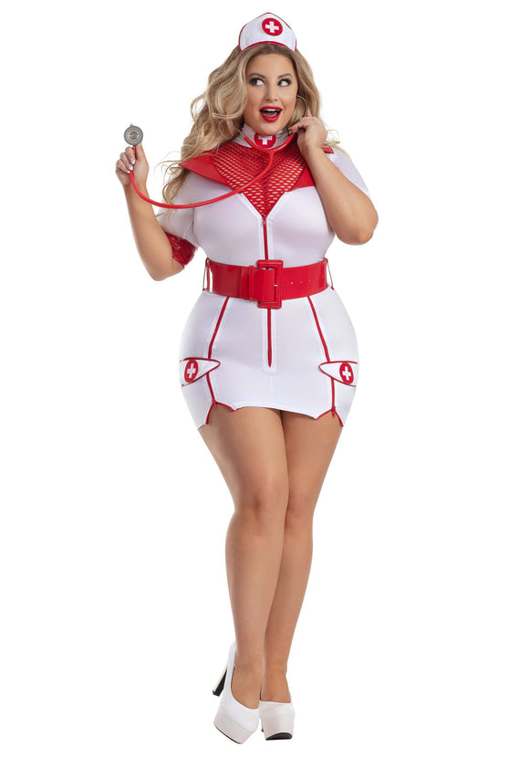 Women's Plus Size Zip-Up Nurse Costume