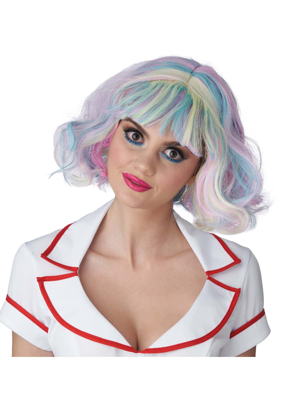 Short Pastel Rainbow Women's Wig