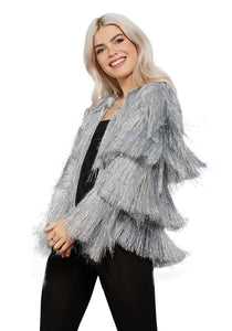 Silver Fringe Tinsel Womens Jacket