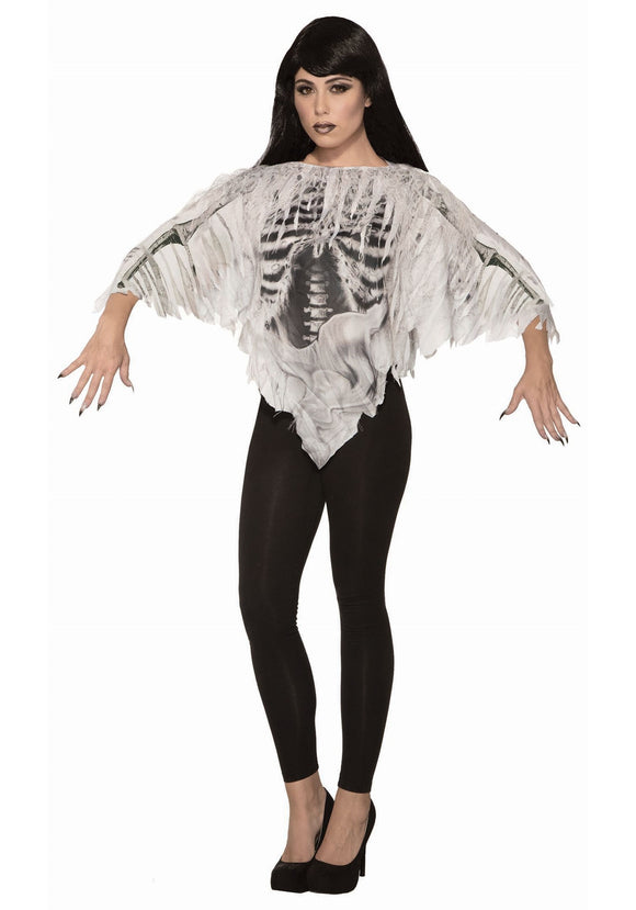 Tattered Skeleton Women's Poncho Costume