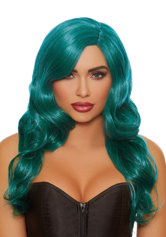 Teal Long Wavy Wig for Women