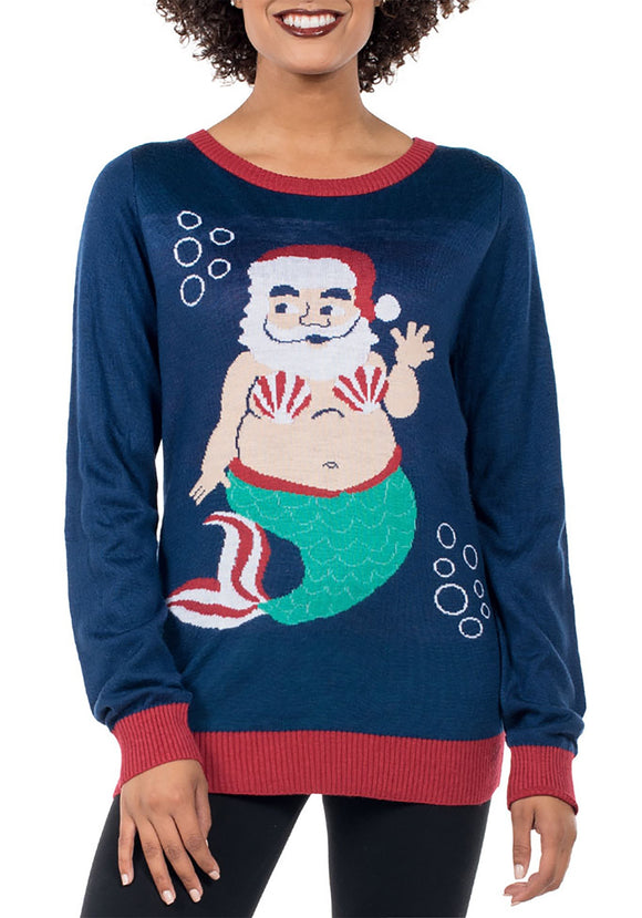 The Tipsy Elves Women's Mermaid Santa Ugly Sweater