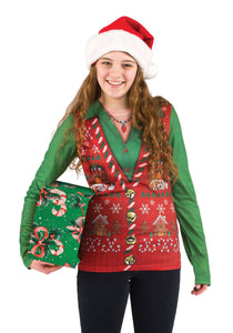 Women's Ugly Christmas Sweater Vest Shirt