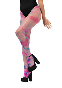 Unicorn Tie Dye Fishnet Tights for Women