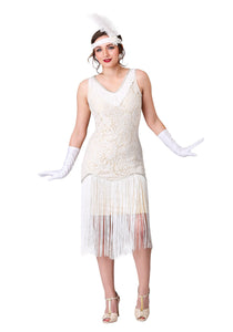 Women's White Fringe Flapper Costume