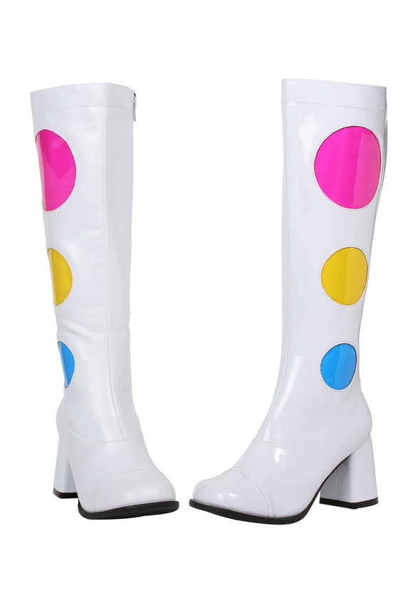 White Women's Polka Dot Gogo Boots