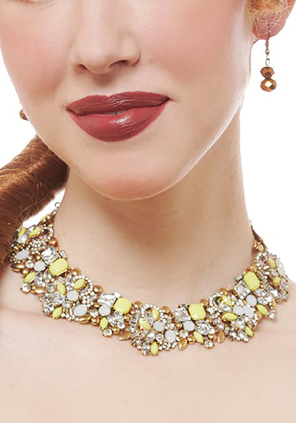 Yellow Cluster Collar Necklace for Women