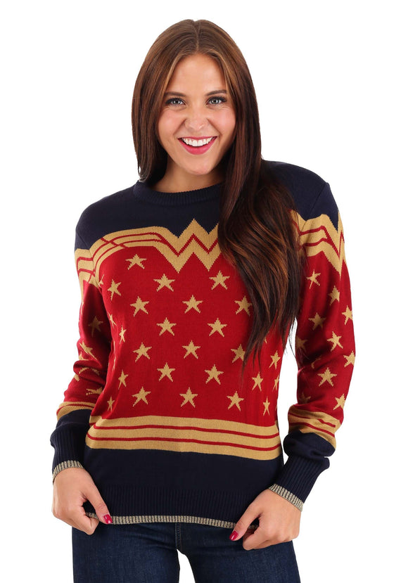 Wonder Woman Dark Blue Ugly Christmas Sweater for Women