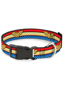 Wonder Woman Logo Stripes/Stars Dog Plastic Collar