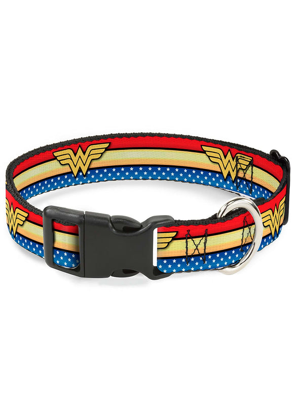 Wonder Woman Logo Stripes/Stars Dog Plastic Collar