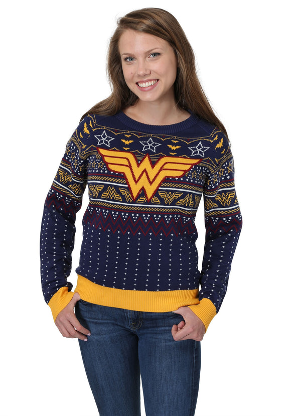 Wonder Woman Navy Ugly Christmas Sweater for Women
