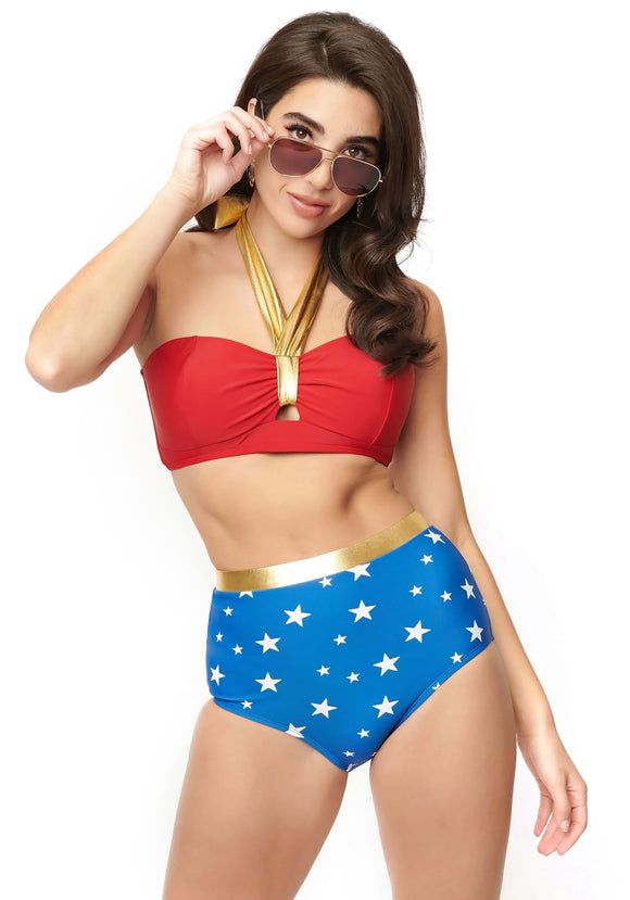 Wonder Woman Halter Red and Gold Bikini Top