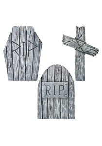 3 Piece Wood Look Tombstone Set