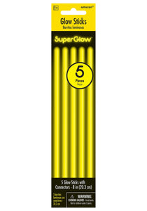 Yellow 8" Glowsticks - 5 per Pack
